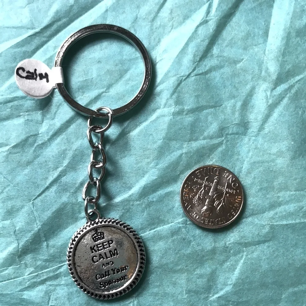 AA/NA/OA Keep Calm and Call Your Sponsor keychain